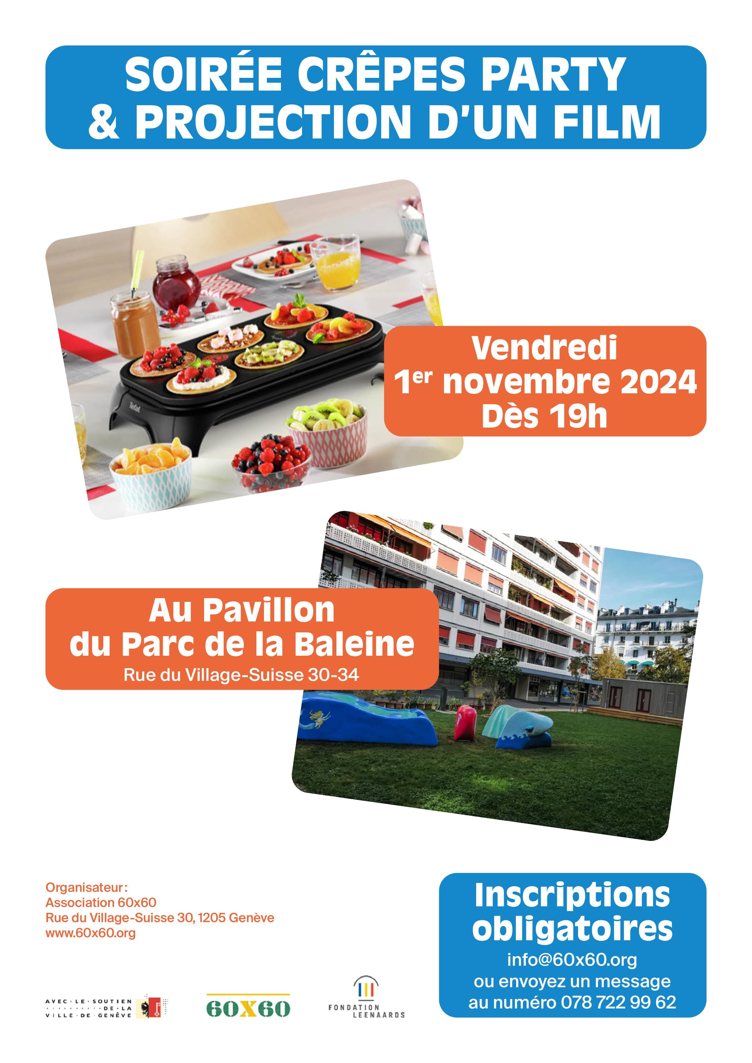 affiche soirée crèpes au pavillon de la Baleine